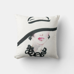 Coussin Aquarelle portrait femme, abstraite illust de mode