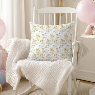 Coussin Aquarelle Poussins Jaunes Pâques Motif Nursery
