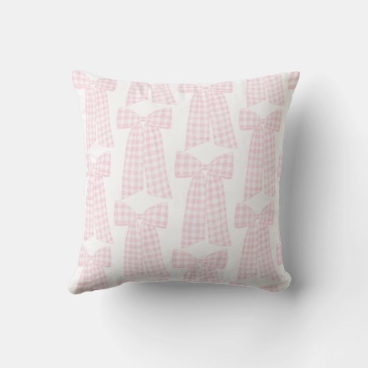 Coussin Aquarelle Preppy Rose En vichy Bow (Verso)