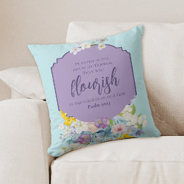 Coussin Aquarelle Printemps Floral Bouquet Bible Verse