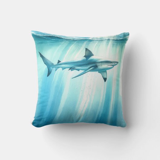 Coussin Aquarelle Requin d'océan sous-marin  (Recto)