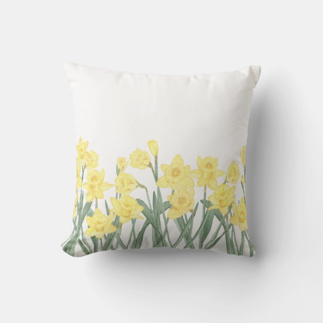 Coussin Aquarelle réversible Daffodil Ditzy Floral Thon (Recto)