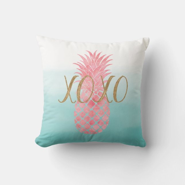 Coussin Aquarelle rose Ananas tropical (Recto)