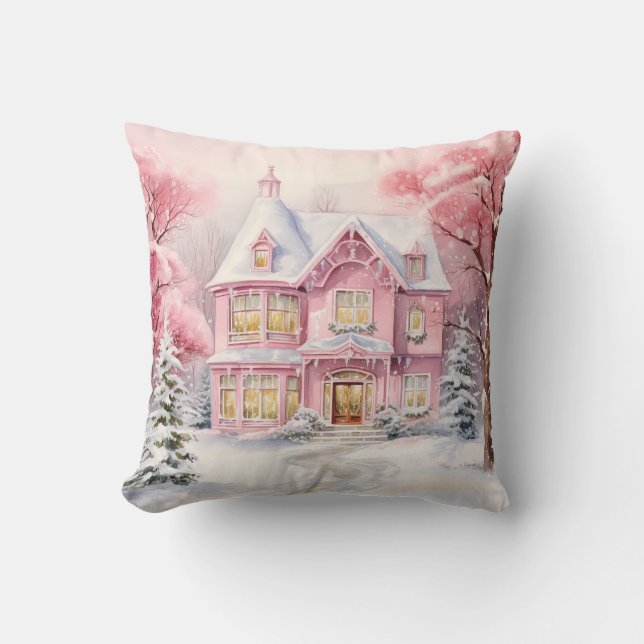 Coussin Aquarelle rose Art Jeu d'Oreiller (Recto)
