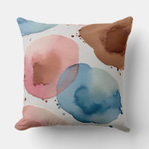 Aquarelle rose, bleu et bronze abstraite