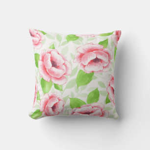 Coussin Aquarelle Rose Corail - Floral Romantique