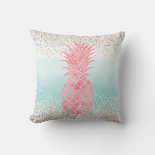 Coussin Aquarelle rose de Fille Ananas (Recto)
