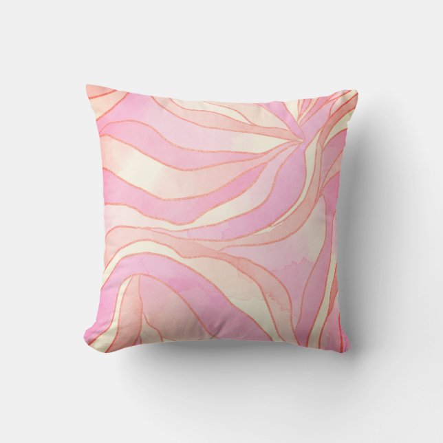 Coussin Aquarelle rose douce Abstraite (Recto)