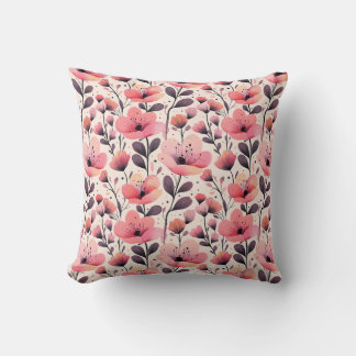 Coussin Aquarelle rose et corail Florale