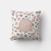 Coussin Aquarelle rose et gris monogramme (Recto)