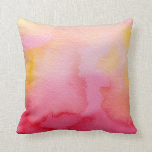 Coussin Aquarelle rose et mélanges d'orange
