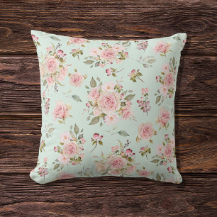 Coussin Aquarelle Rose Fleurs Motif Floral