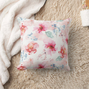 Coussin Aquarelle rose floral