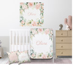 Coussin Aquarelle rose Floral Nom bébé fille<br><div class="desc">Jolie couverture d'aquarelle florale rose pour la petite fille douce de votre vie. Un cadeau de baby shower parfait pour la nouvelle petite fille.</div>