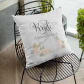 Coussin Aquarelle Rose Mariage robe 