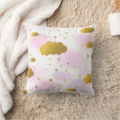 Coussin Aquarelle rose Nuages Gold Stars Sky (Couverture)