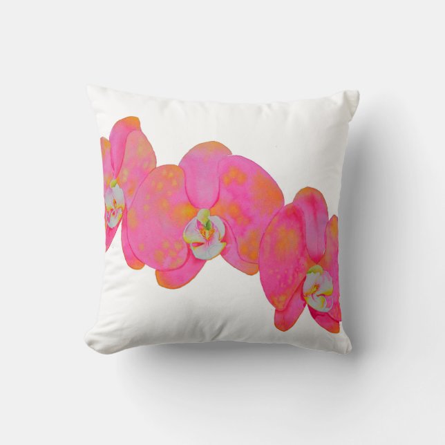Coussin Aquarelle rose Orchidées (Recto)