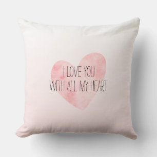 Coussin Aquarelle rose pâle Coeur