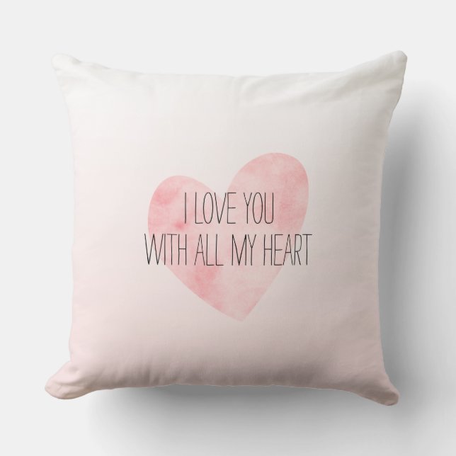Coussin Aquarelle rose pâle Coeur (Recto)