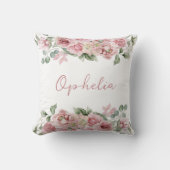 Coussin Aquarelle rose pastel Nom floral (Recto)