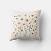 Coussin Aquarelle Rose pressé et séché Fleurs sauvages (Verso)