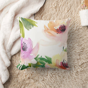 Coussin Aquarelle Rose tendance Floral Abstrait