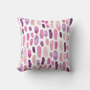 Coussin Aquarelle : Rose, Violet Motif.