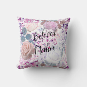 Coussin Aquarelle roses et hydrangées. lancer l'oreiller