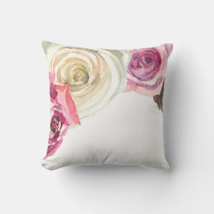 Coussin Aquarelle Roses Fleurs Roses et Blanches Glamour