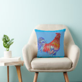 Coussin Aquarelle rouge et bleu coq (Chaise)