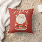 Coussin Aquarelle Santa Claus HO HO HO mignon Noël Rouge (Couverture)