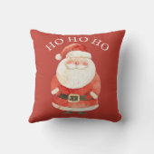 Coussin Aquarelle Santa Claus HO HO HO mignon Noël Rouge (Verso)