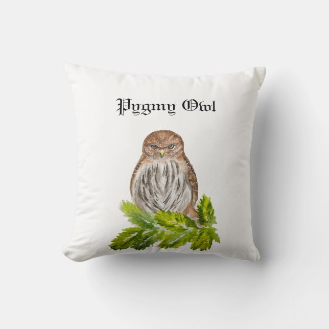 Coussin Aquarelle Saw Whet Cute Little Owls (Recto)