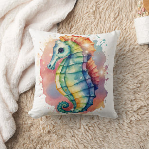 Coussin Aquarelle Seahorse Coloré Imprimer