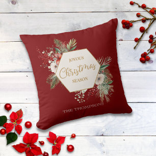 Coussin Aquarelle simple Nom de famille botanique Noël