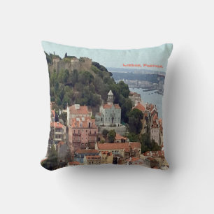 Coussin Aquarelle Skyline de Lisbonne