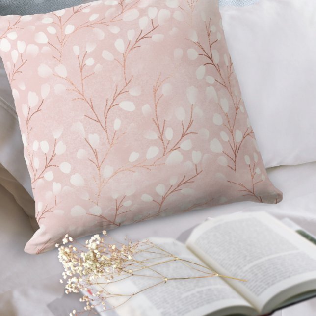 Coussin Aquarelle Snowdrops Motif rose/cuivre ID726 (Créateur téléchargé)