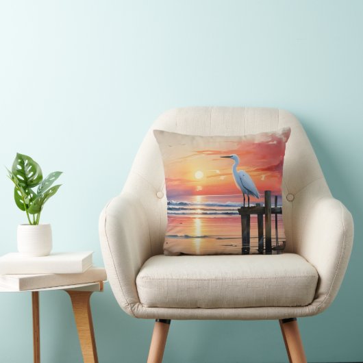Coussin Aquarelle Soleil Côtier Avec Aiguille (Chaise)