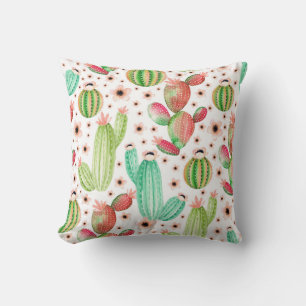 Coussin Aquarelle succulents, cactus sans couture motif.