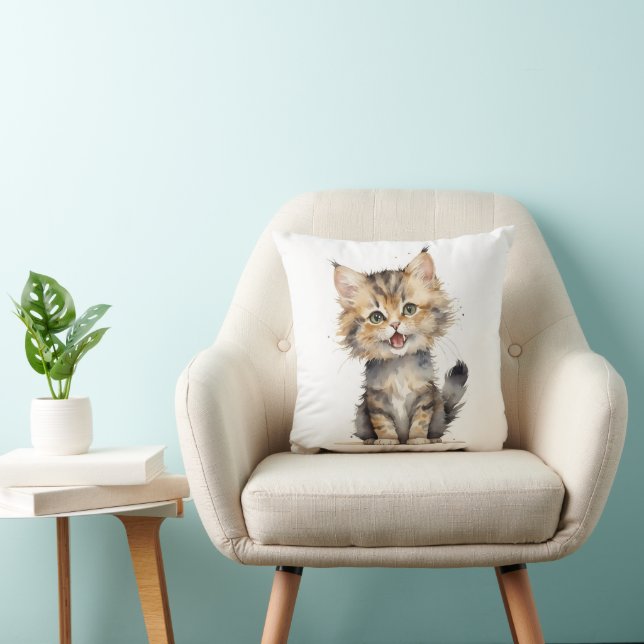 Coussin Aquarelle Tabby Kitten (Chaise)