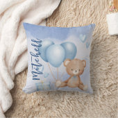 Coussin Aquarelle Teddy Bear Blue Balloon Personnaliser (Couverture)