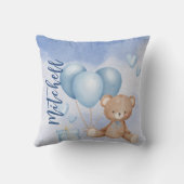 Coussin Aquarelle Teddy Bear Blue Balloon Personnaliser (Verso)