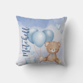 Coussin Aquarelle Teddy Bear Blue Balloon Personnaliser (Recto)