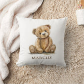 Coussin Aquarelle Teddy Bear Nursery Nom du bébé (Couverture)