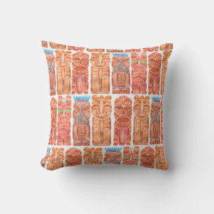 Coussin Aquarelle tiki hawaii totem sans couture motif