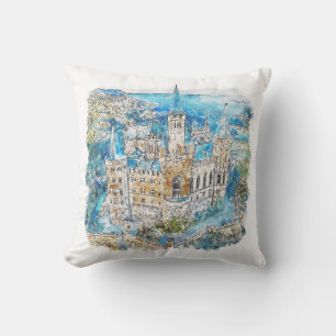 Coussin Aquarelle tirée à la main Hohenzollern Castle Alle