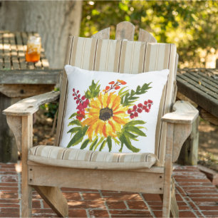 Coussin Aquarelle Tournesol mignon Moderne Plutôt