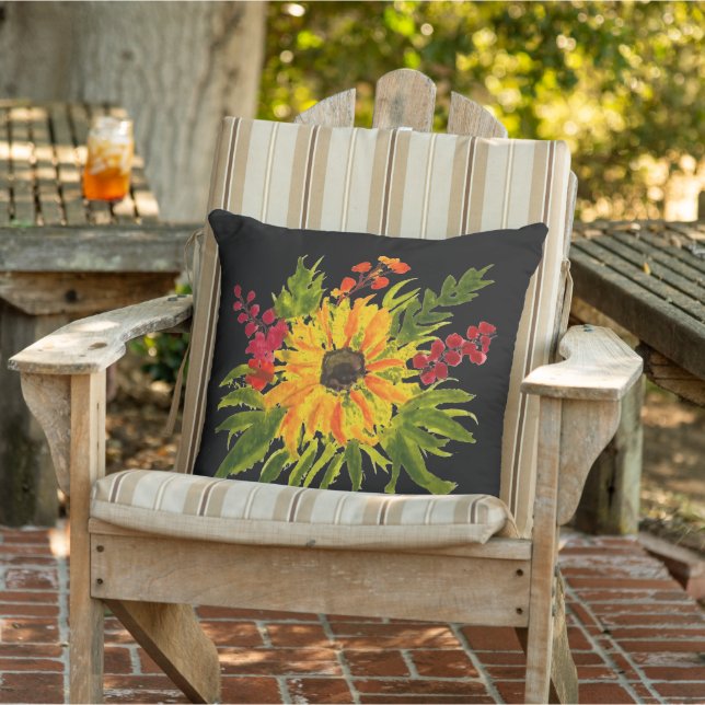 Coussin Aquarelle Tournesol mignon Moderne Plutôt (Chaise)