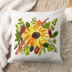 Coussin Aquarelle Tournesol mignon Moderne Plutôt