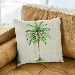 Coussin Aquarelle Tropical Palm Tree Vintage Élégant